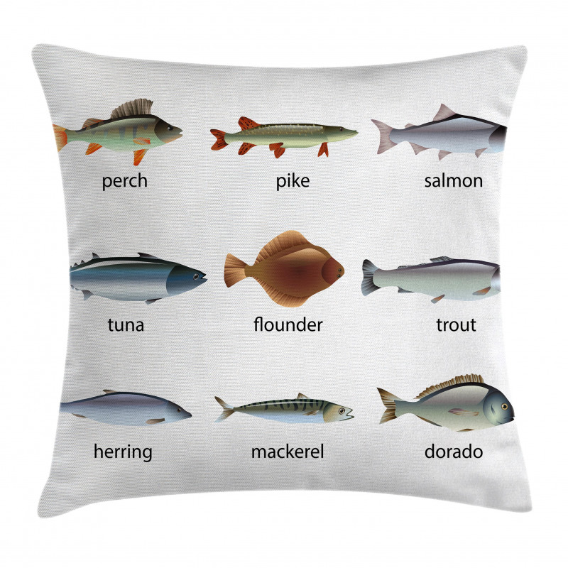 Aquatic Animal Composition Pillow Cover