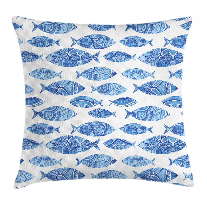 Watercolor Blue Patterns Pillow Cover