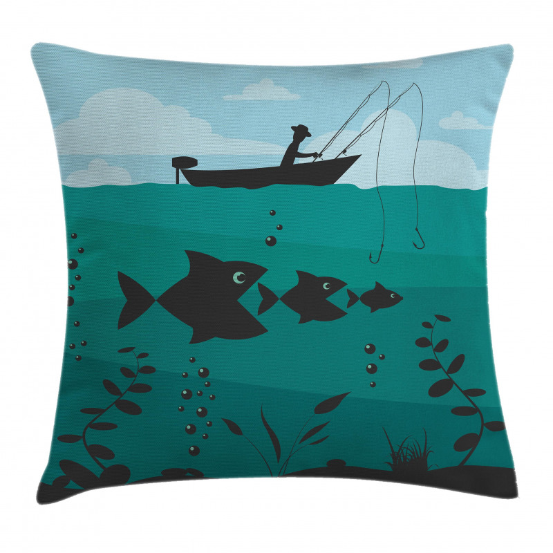 Fishing on Boat Nautical Pillow Cover