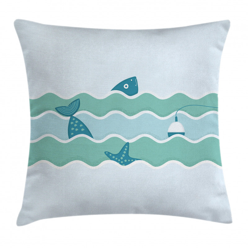 Ocean Waves Fishing Art Pillow Cover