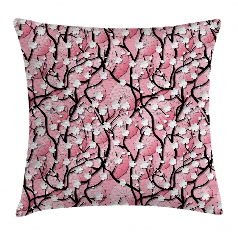 Sakura Tree Umbrellas Pillow Cover