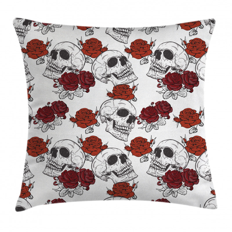 Roses Gothic Skull Pillow Cover