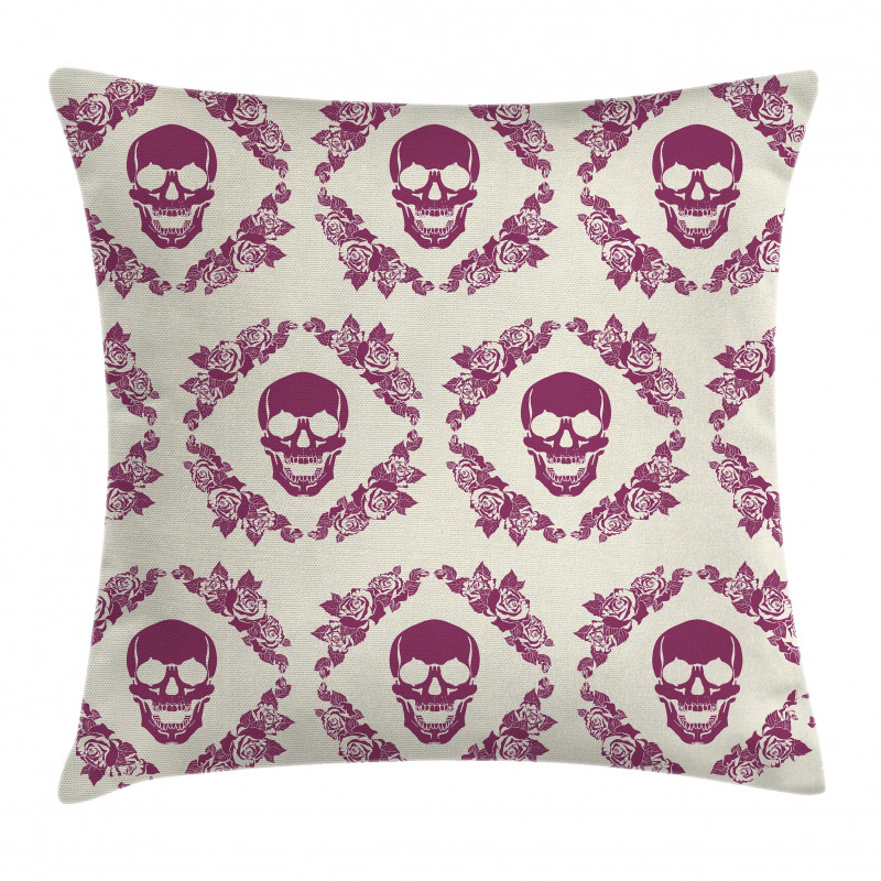 Maroon Motif Flowers Pillow Cover