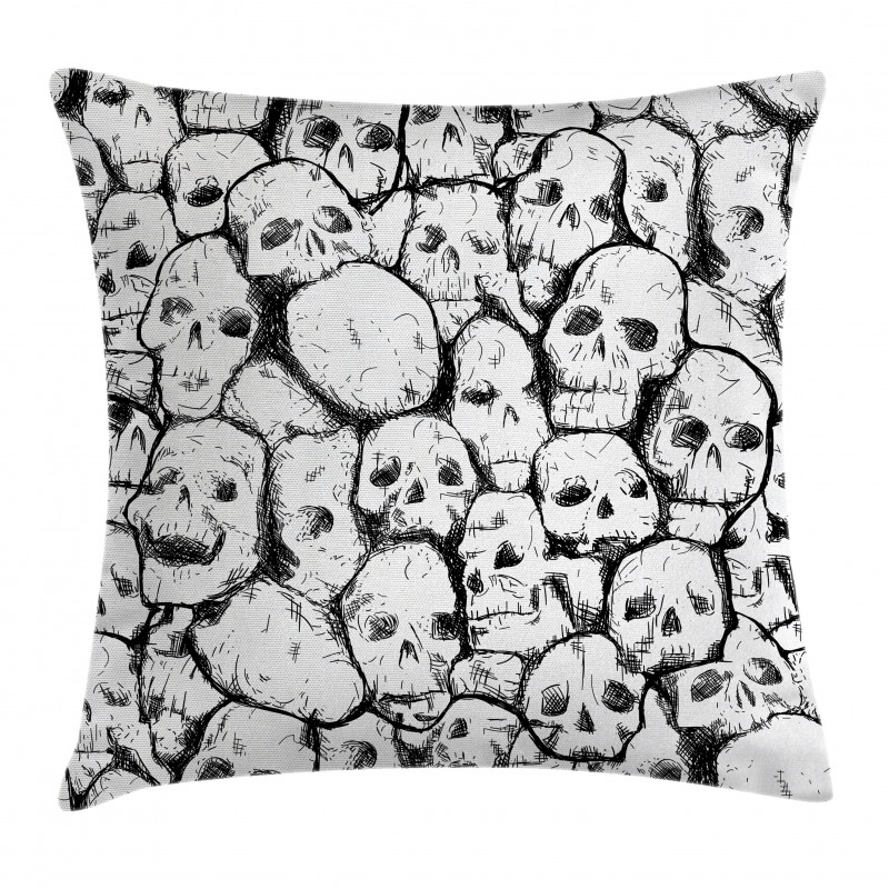 Grungy Skulls Halloween Pillow Cover