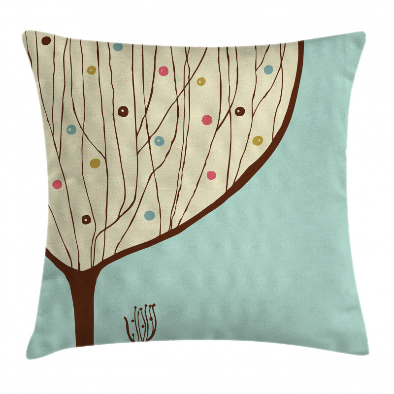 Aqua Hand Drawn Tree Pillow Cover