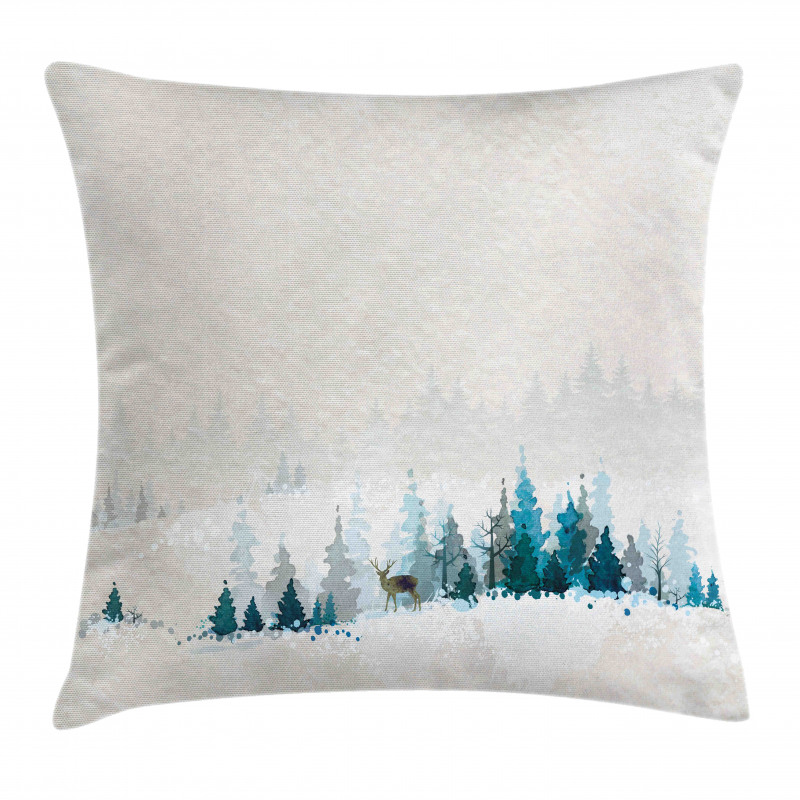 Watercolor Art Pine Trees Pillow Cover