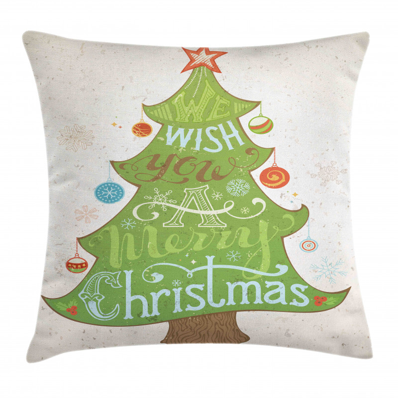 Merry Wish on Pine Tree Pillow Cover