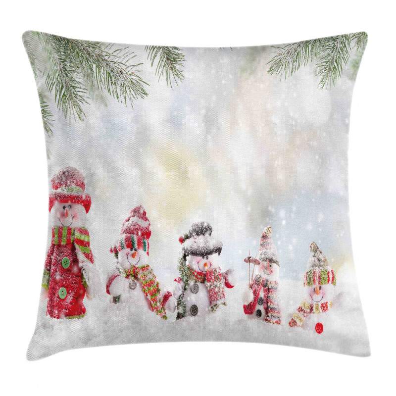 Little Snowmen in Snow Pillow Cover