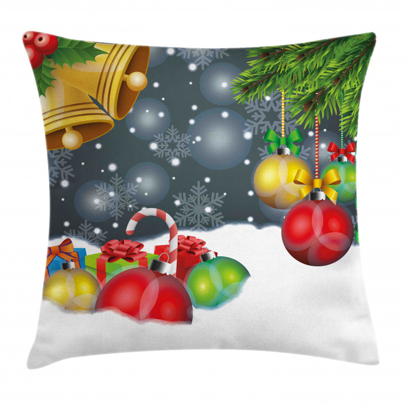 Vivid Noel Balls and Bell Pillow Cover