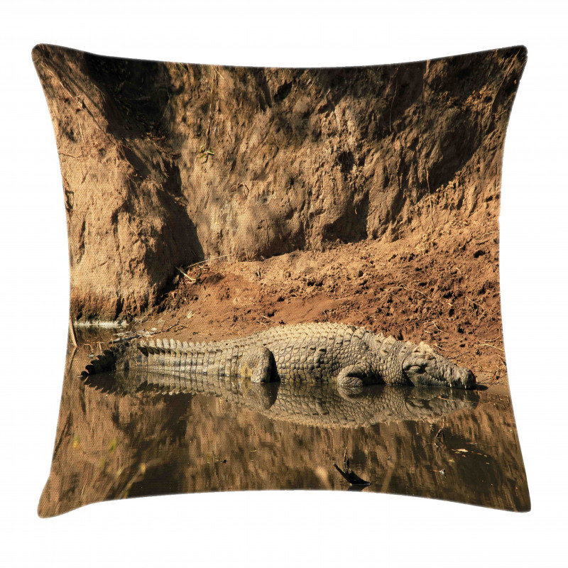 Crocodile Hunt in Wild Pillow Cover