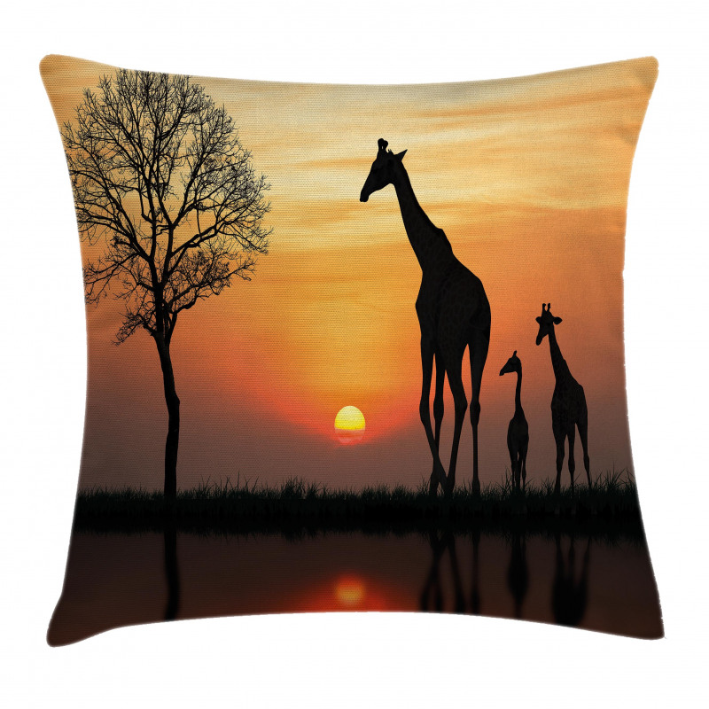 Giraffe in Wild Forest Pillow Cover
