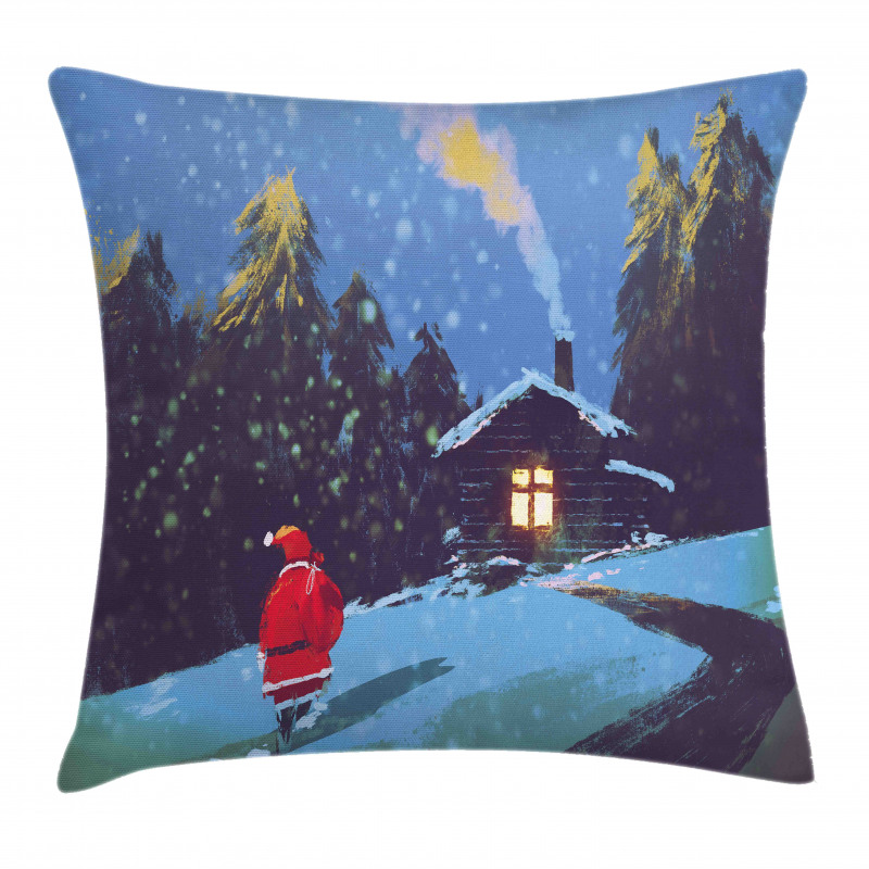 Santa Claus in Mountain Pillow Cover