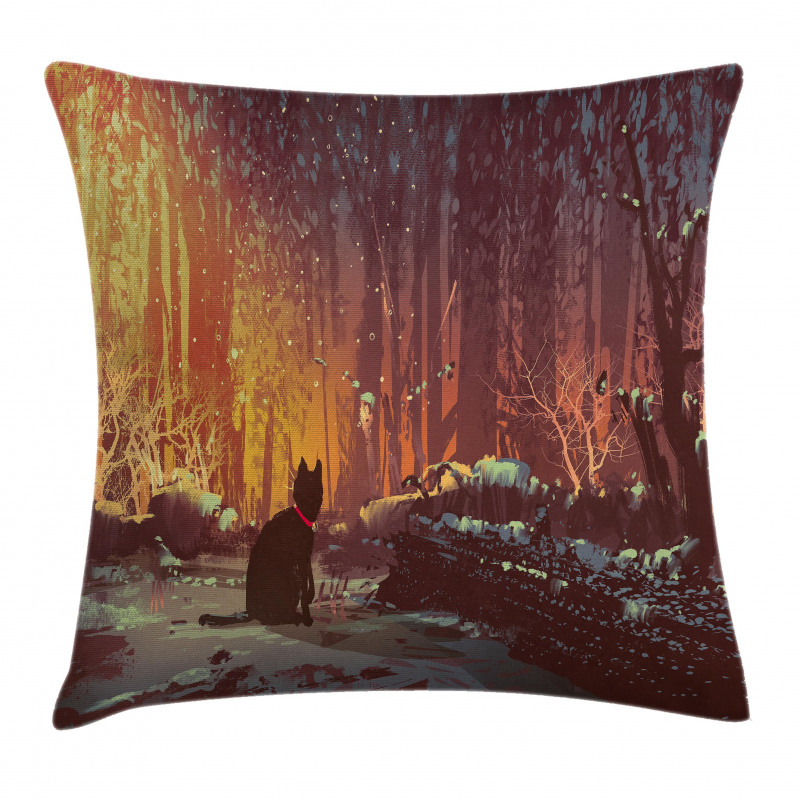 Dark Cat Mystic Picture Pillow Cover