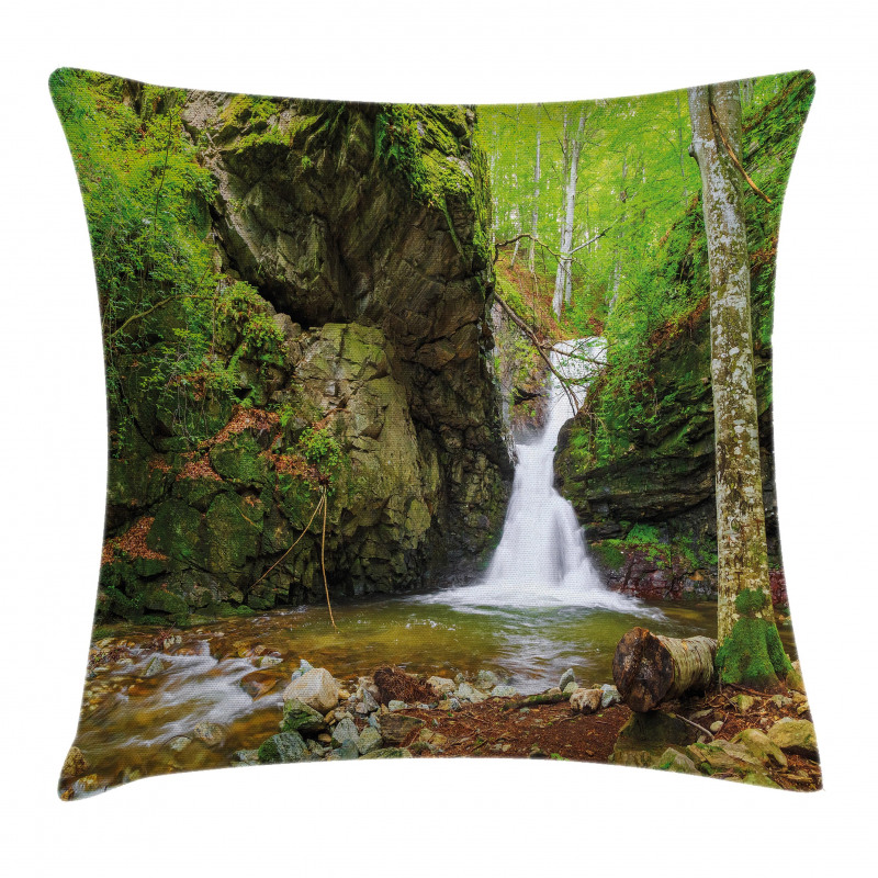 Spring Waterfall Nature Pillow Cover