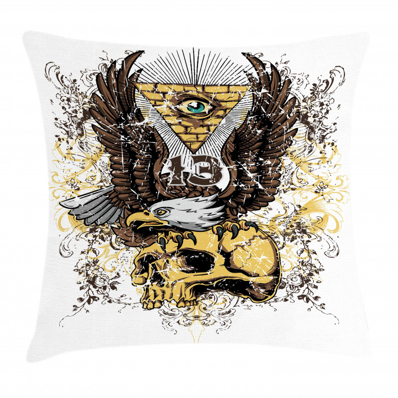 American Eagle on Skull Pillow Cover