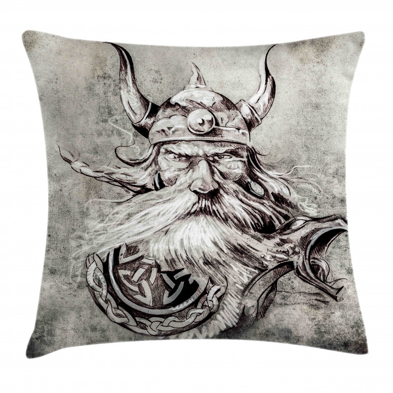 Sketchy Viking Warrior Pillow Cover