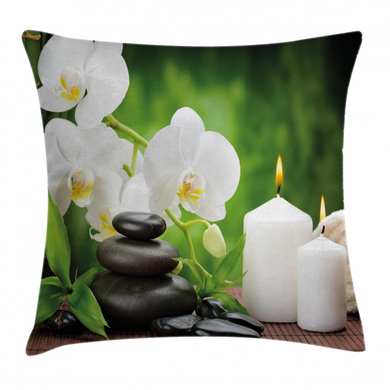 Romantic Zen Stone Orchids Pillow Cover