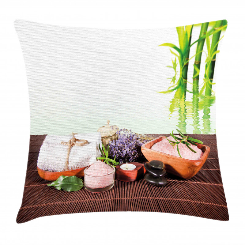 Bamboos Flowers Stones Pillow Cover