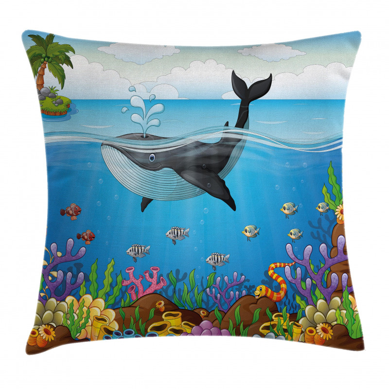 Whale in Ocean Planet Pillow Cover