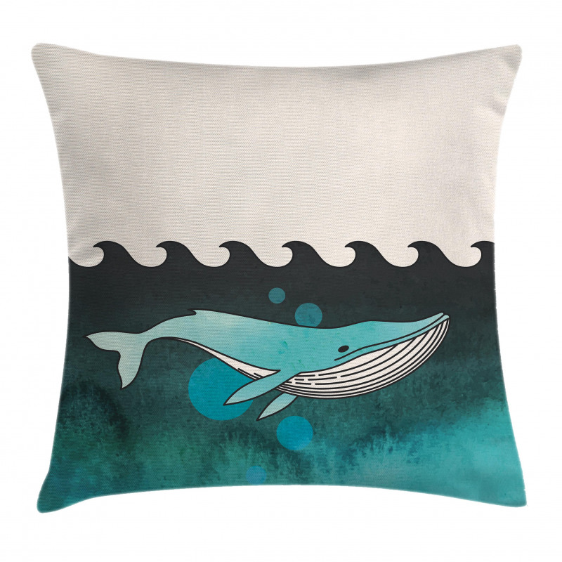 Whale near Palm Island Pillow Cover