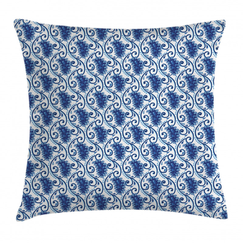 Flowers Ivy Leaves and Dots Pillow Cover