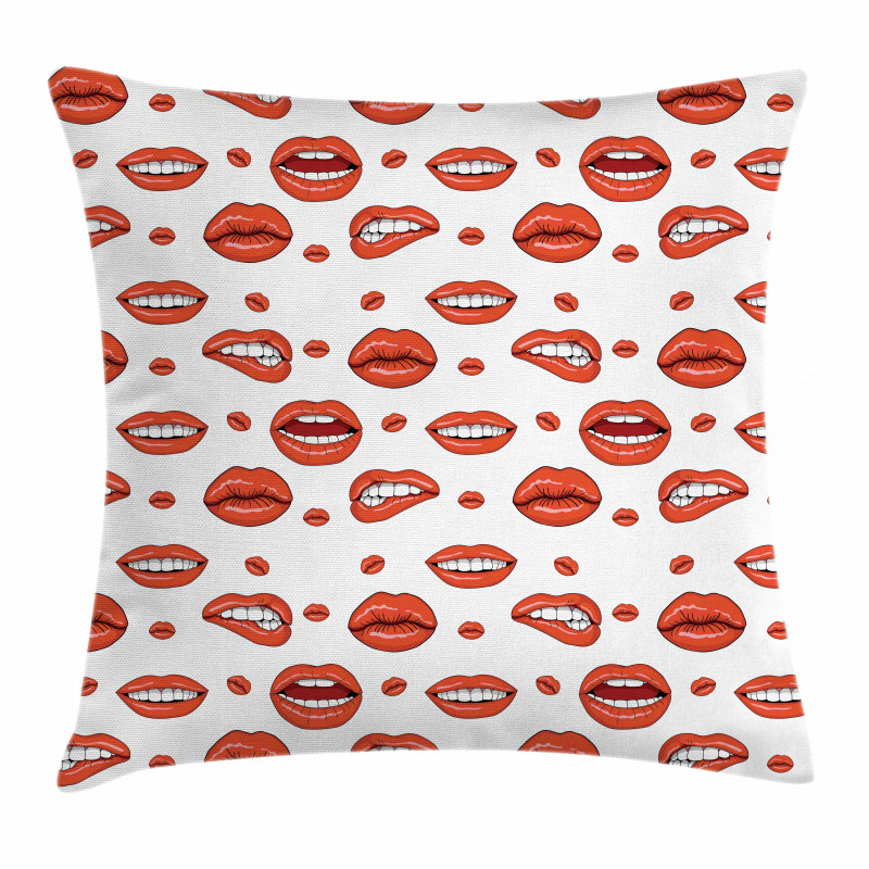 Woman Lips with Gestures Pillow Cover
