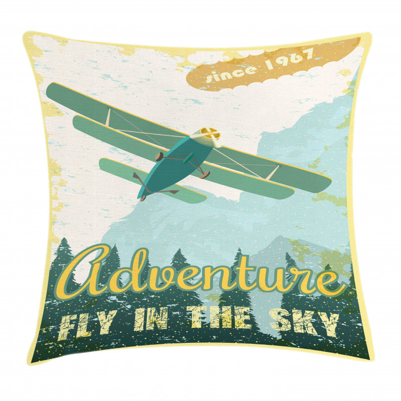 Adventure in Sky Plane Pillow Cover