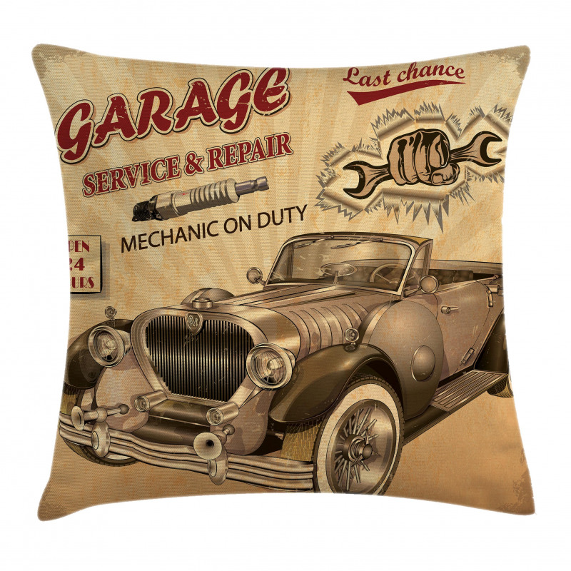 Old Style Car Repair Pillow Cover