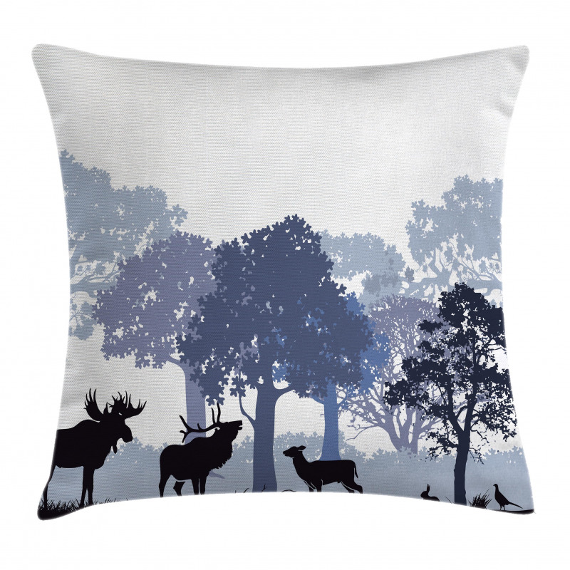 Grey Wild Forest Animals Pillow Cover