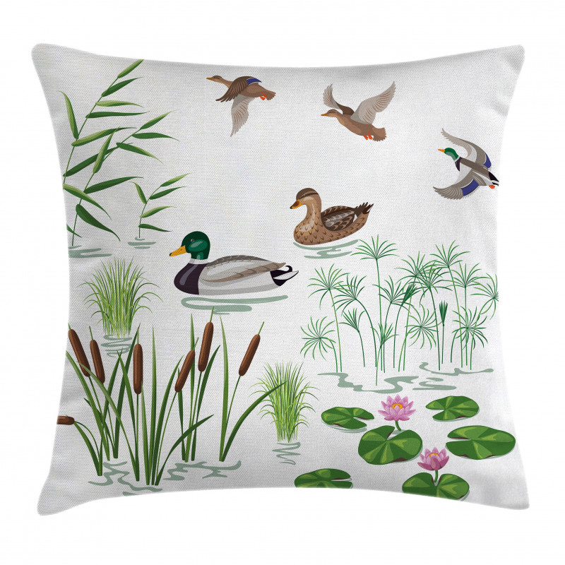 Lake Animals Plants Pillow Cover