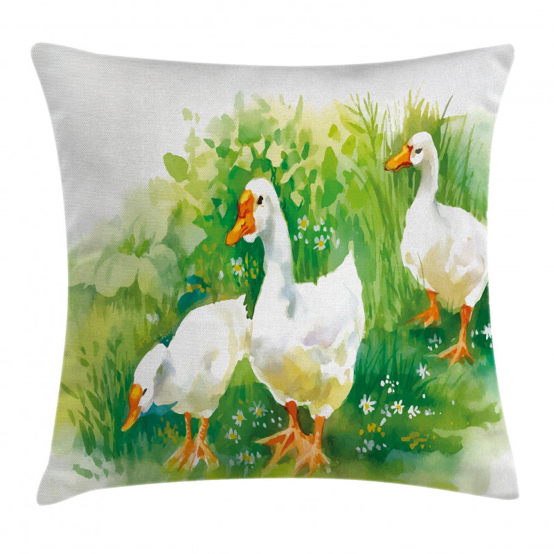 Goose Farm Lake Plants Pillow Cover