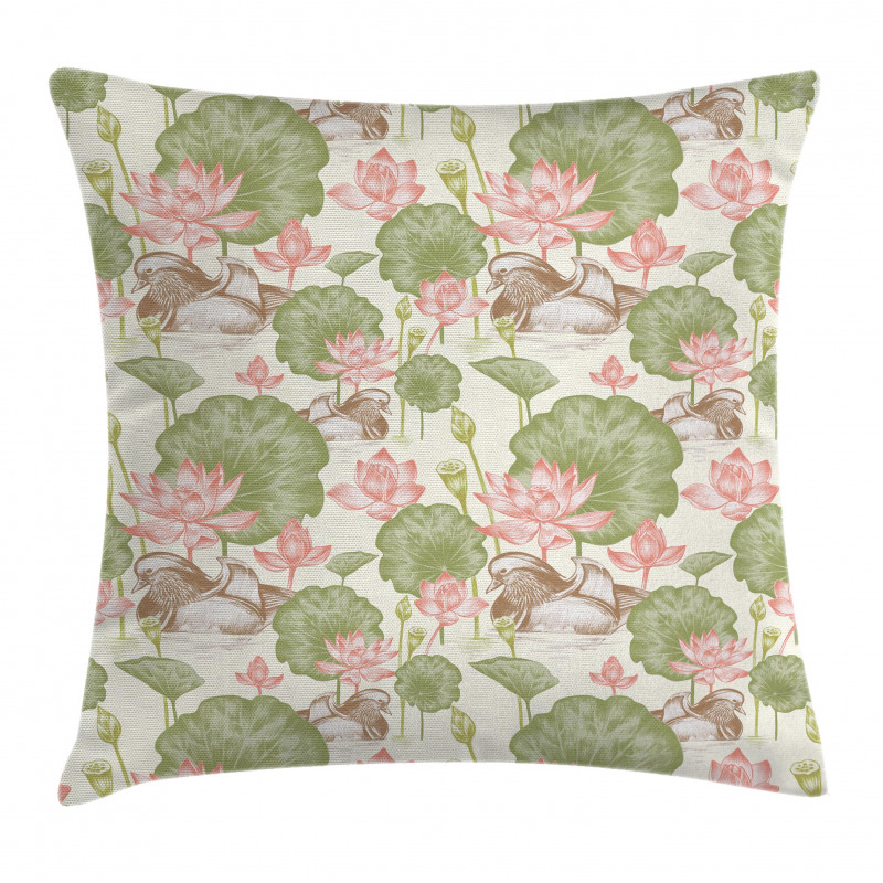 Lotus Flower Pond Lily Pillow Cover