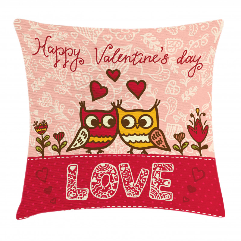 Owls Love Heart Pillow Cover