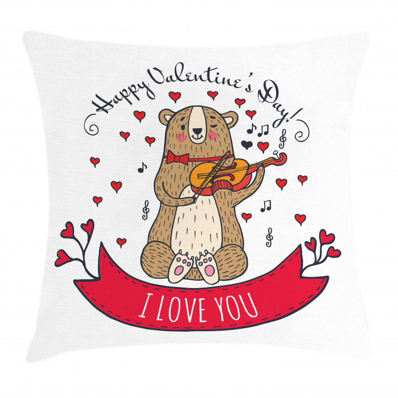 Bear and Violin Pillow Cover