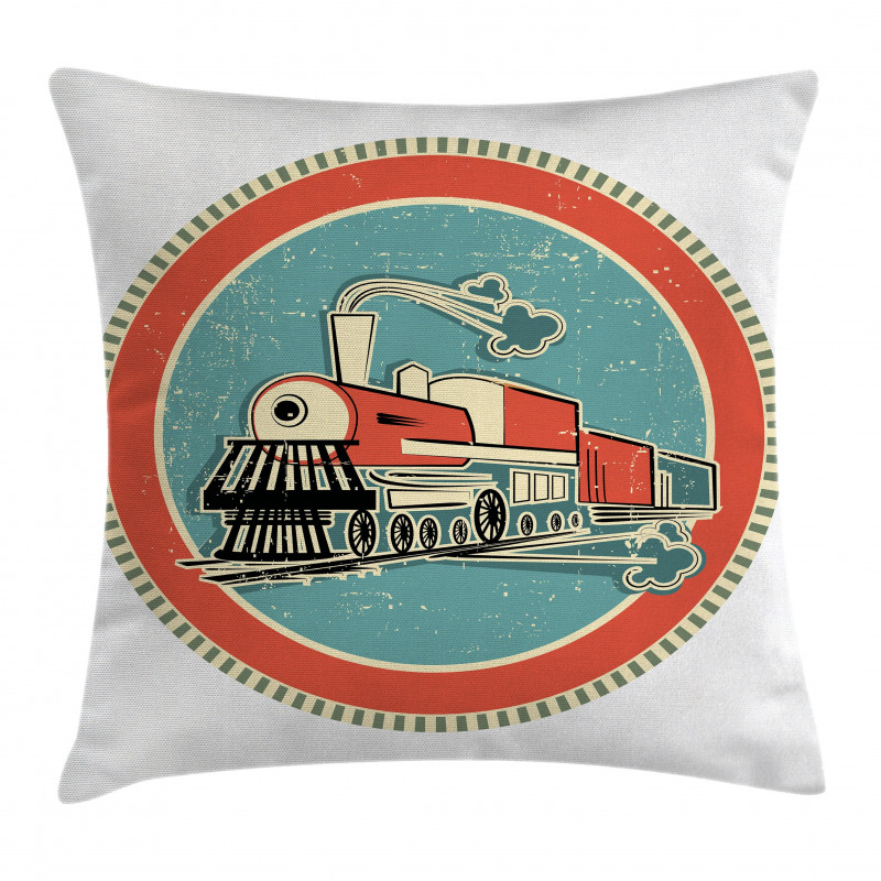 Retro Train Art Pillow Cover