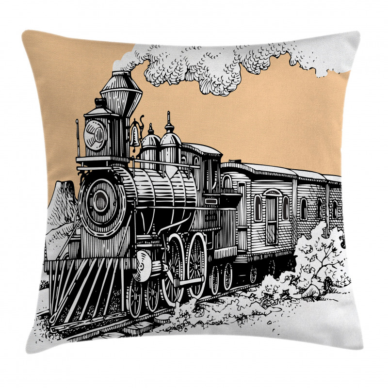 Old Wooden Train Pillow Cover