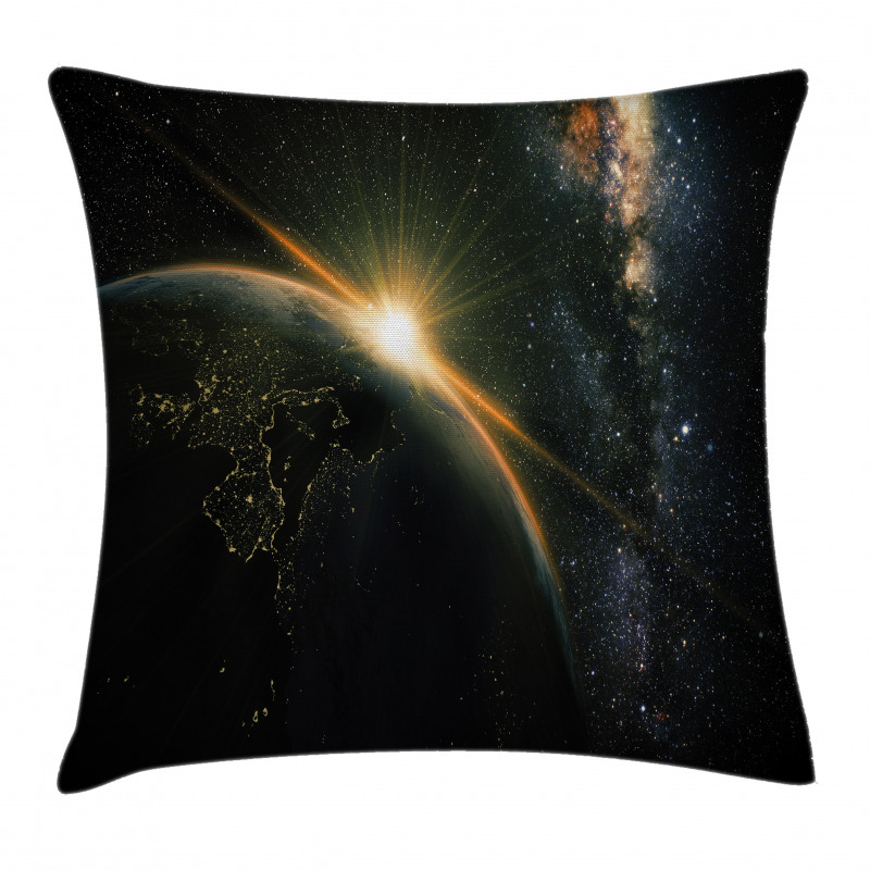 Sun Rising Above Earth Pillow Cover