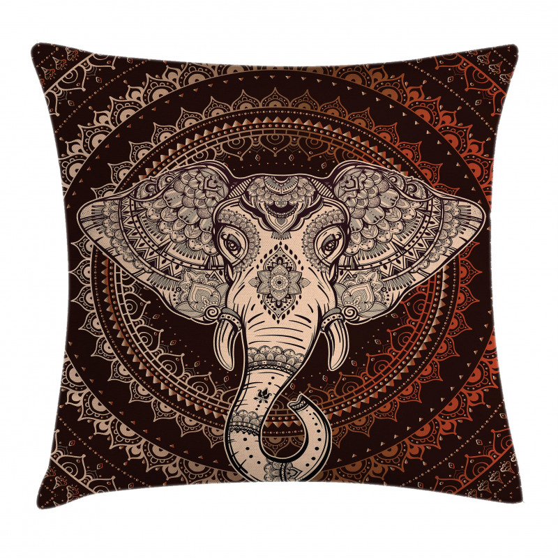 Oriental Elephant Head Pillow Cover