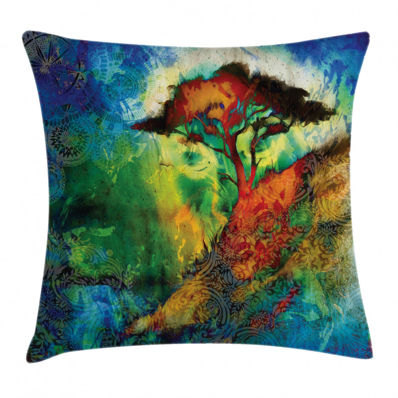 Eastern Grunge Trees Pillow Cover