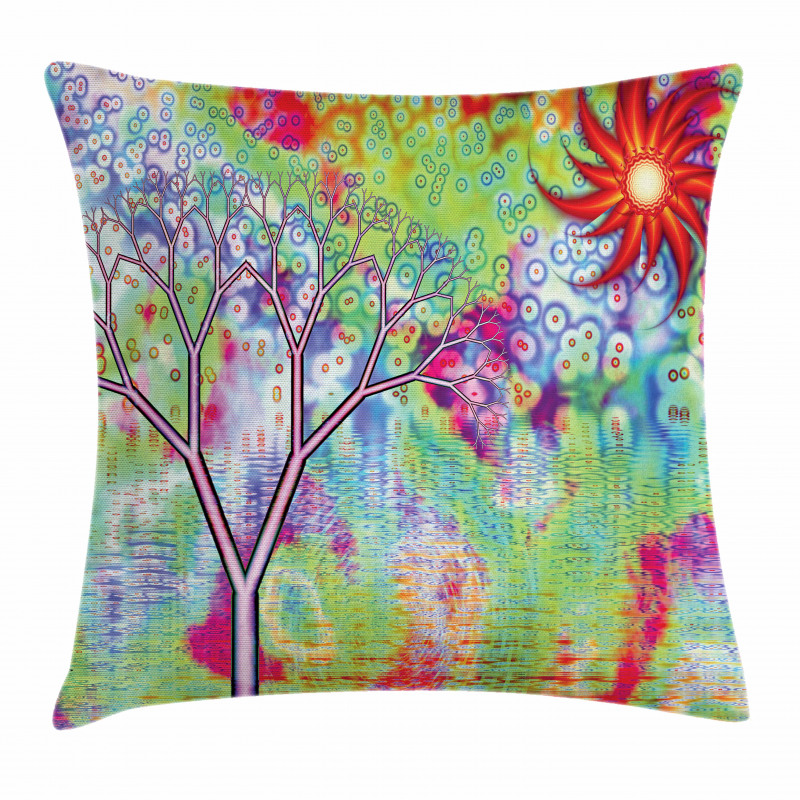 Abstract Lake Tree Pillow Cover