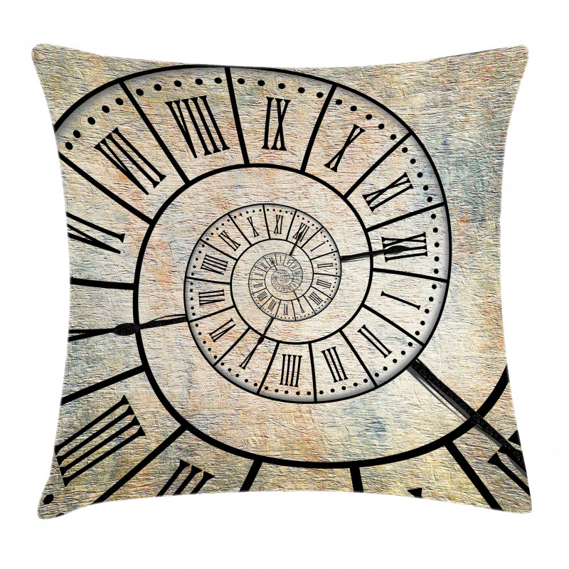 Roman Digit Time Spiral Pillow Cover