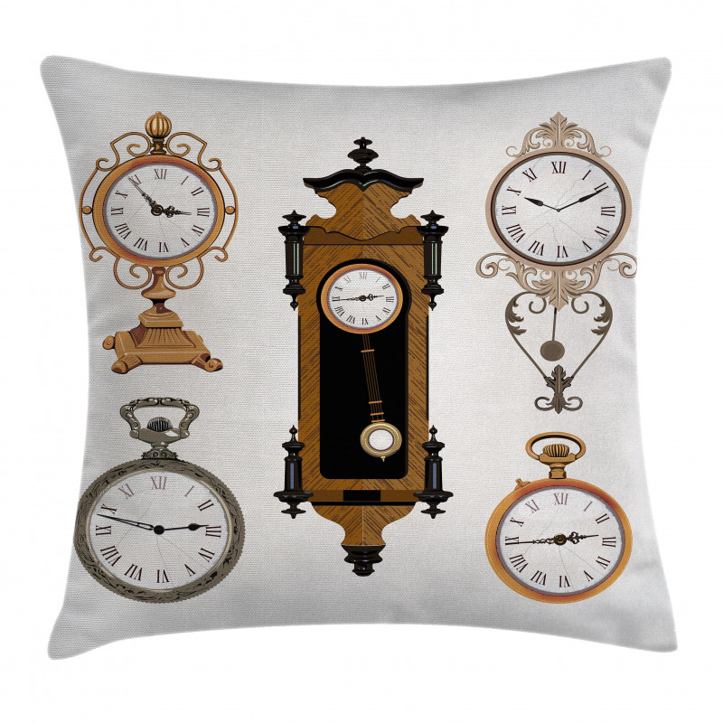 Antique Clocks Pattern Pillow Cover