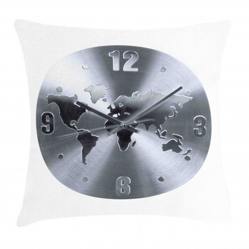 World Map Clock Pattern Pillow Cover
