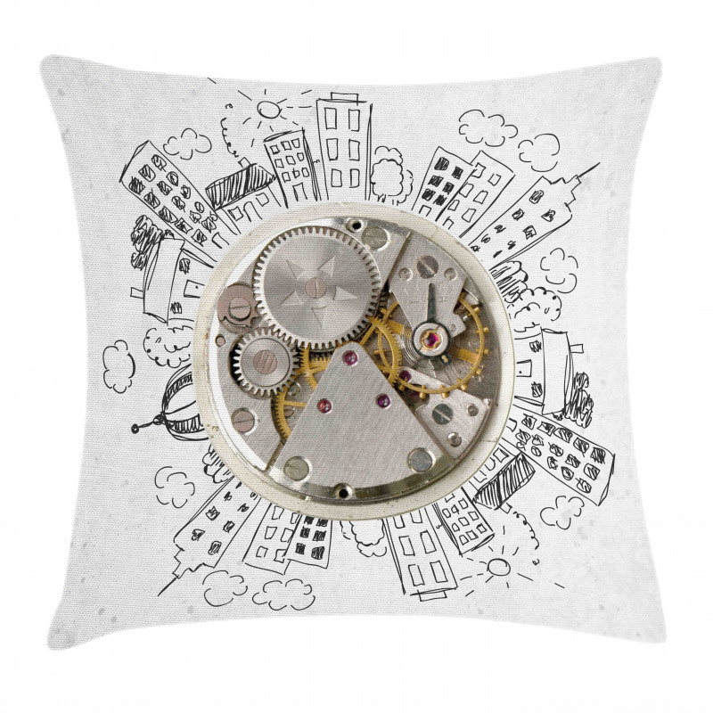 Alarm Clock with Clouds Pillow Cover