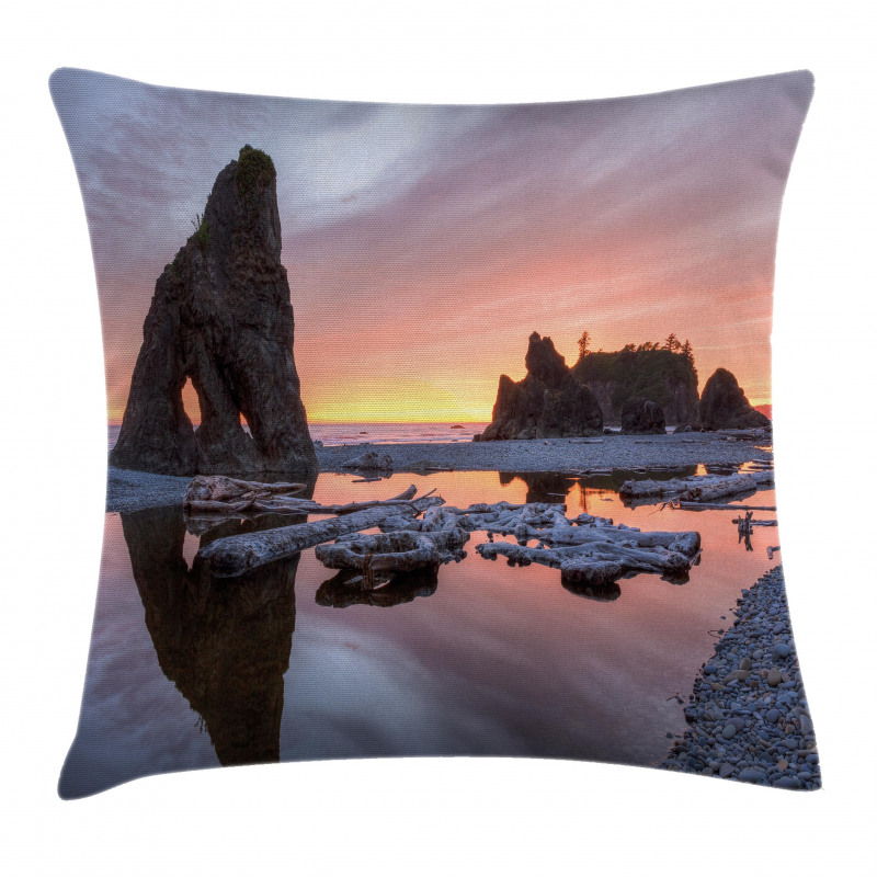 Sunset Sea Stacks Beach Pillow Cover