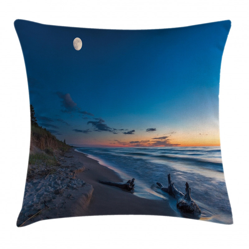 Moon in Sky Lake Pillow Cover