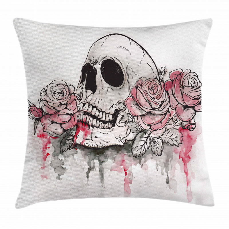 Skull Head Roses Pillow Cover