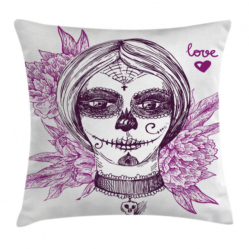 Vampire Skull Face Pillow Cover