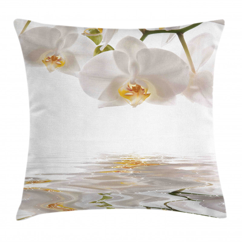 Orchids on Rippling Water Pillow Cover