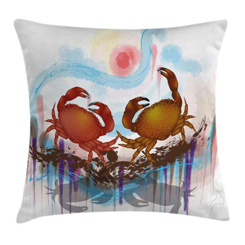 2 Crabs Dancing Sea Pillow Cover